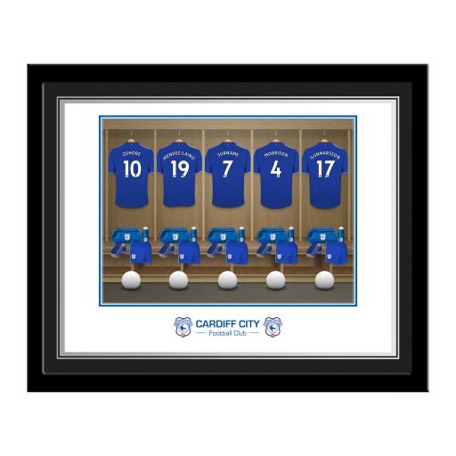 Personalised Cardiff City Dressing Room Photo Framed.