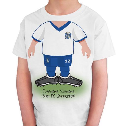 Personalised Bury FC Kids Use Your Head T-Shirt.
