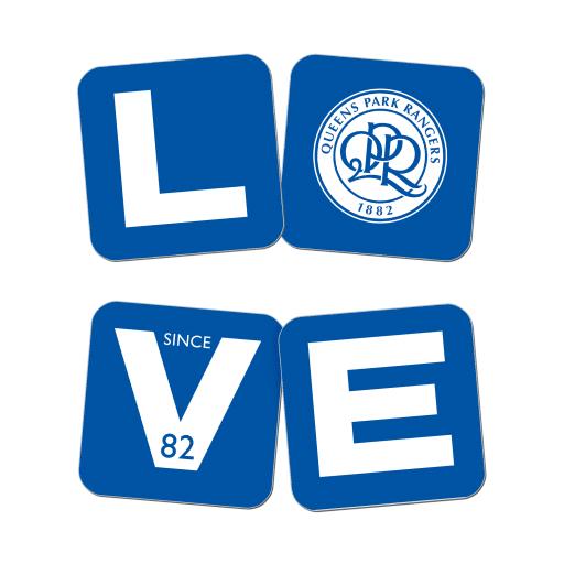 Personalised Queens Park Rangers Love Coasters (x4).
