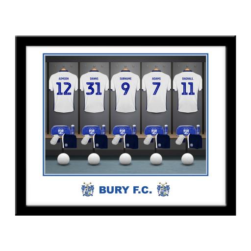 Personalised Bury FC Dressing Room Framed Print.