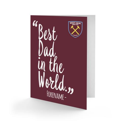 Personalised West Ham United FC Best Dad In The World Card.