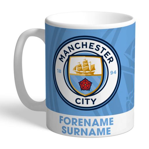 Personalised Manchester City FC Bold Crest Mug.