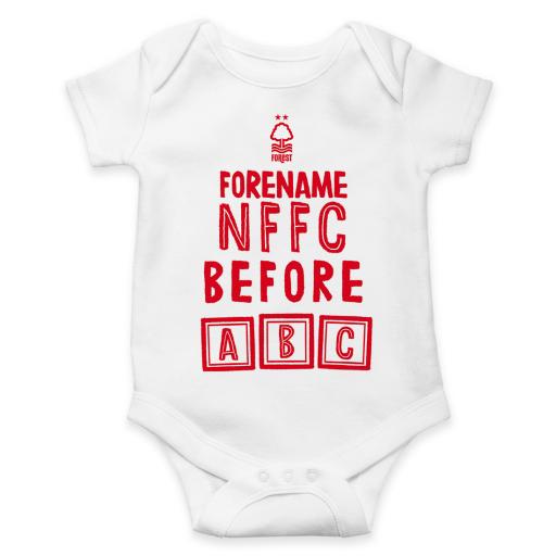 Personalised Nottingham Forest FC Before ABC Baby Bodysuit.