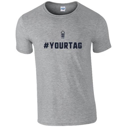 Personalised Nottingham Forest FC Crest Hashtag T-Shirt.
