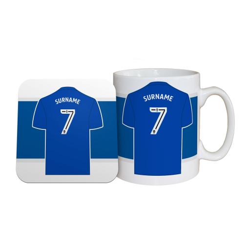 Personalised Birmingham City FC Shirt Mug & Coaster Set.