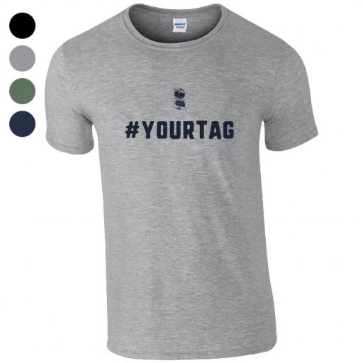 Personalised Birmingham City FC Crest Hashtag T-Shirt.