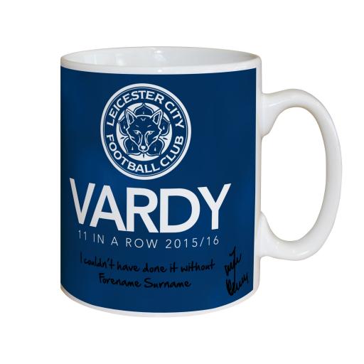 Personalised Leicester City FC Vardy 11 in a Row Mug.