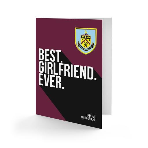 Personalised Burnley FC Best Girlfriend Ever Card.