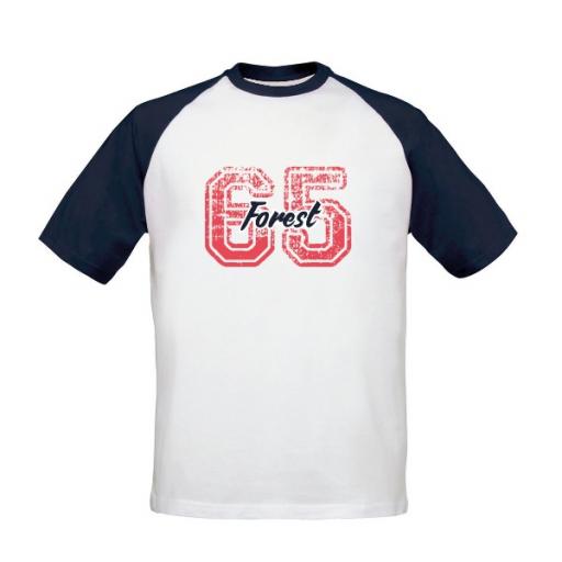 Personalised Nottingham Forest FC Varsity Number Baseball T-Shirt.