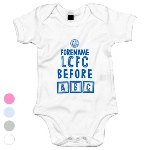 Personalised Leicester City FC Before ABC Baby Bodysuit.