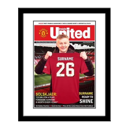 Personalised Manchester United FC Magazine Front Cover Framed Print.