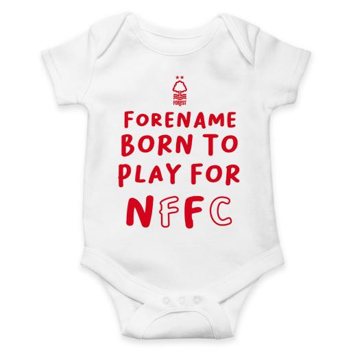 Personalised Nottingham Forest FC Born to Play Baby Bodysuit.