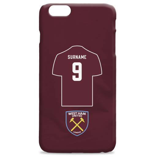 Personalised West Ham United FC Shirt Hard Back Phone Case.