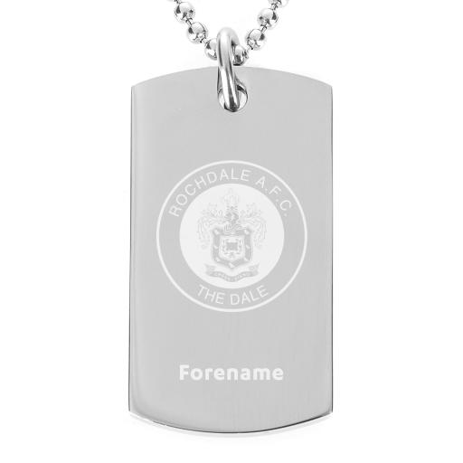 Personalised Rochdale AFC Crest Dog Tag Pendant.