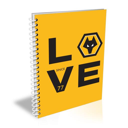 Personalised Wolverhampton Wanderers Love Notebook.