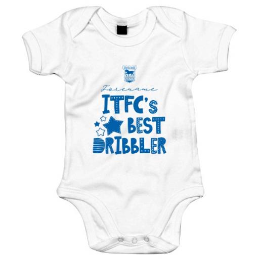 Personalised Ipswich Town FC Best Dribbler Baby Bodysuit.