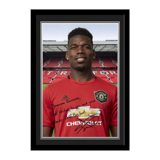 Personalised Manchester United FC Pogba Autograph Photo Framed.