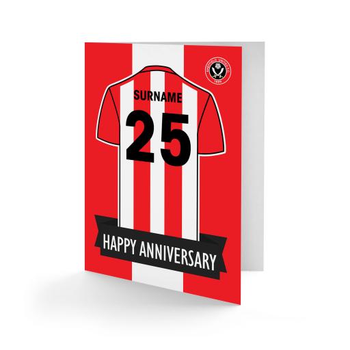 Personalised Sheffield United FC Shirt Anniversary Card.
