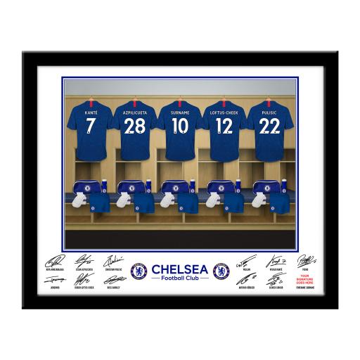 Personalised Chelsea FC Dressing Room Framed Print.