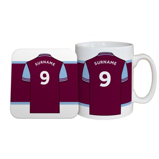 Personalised Aston Villa FC Shirt Mug & Coaster Set.