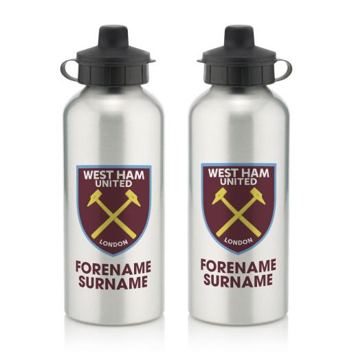 Personalised West Ham United FC Bold Crest Water Bottle.