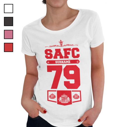 Personalised Sunderland AFC Ladies Club T-Shirt.