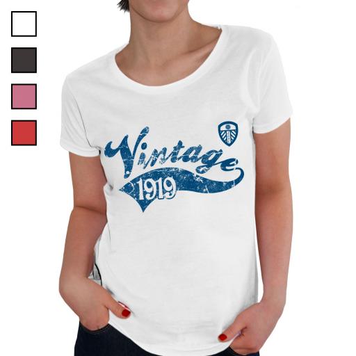 Personalised Leeds United FC Ladies Vintage T-Shirt.