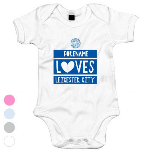 Personalised Leicester City FC Loves Baby Bodysuit.