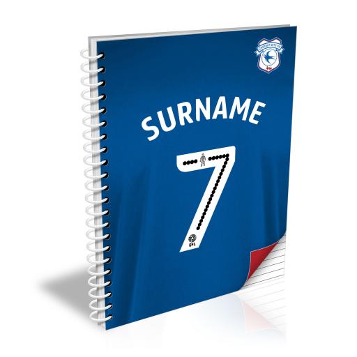 Personalised Cardiff City FC Shirt Notebook.