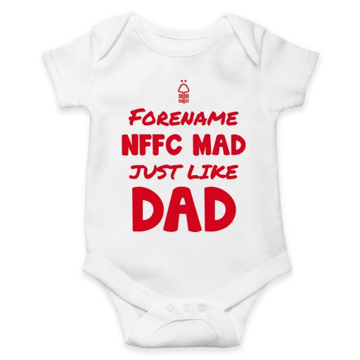 Personalised Nottingham Forest FC Mad Like Dad Baby Bodysuit.