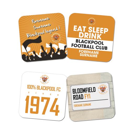 Personalised Blackpool FC Coasters.