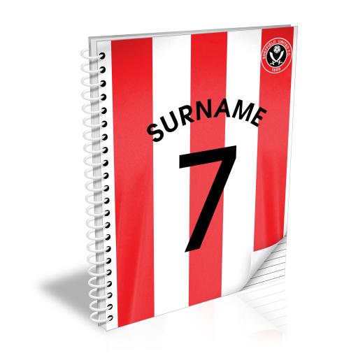 Personalised Sheffield United FC Shirt Notebook.