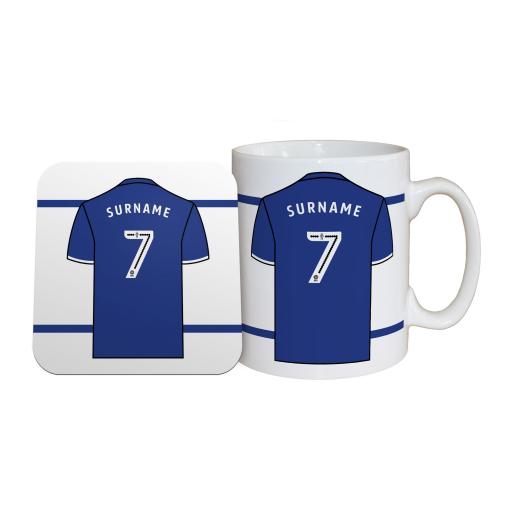 Personalised Rochdale AFC Shirt Mug & Coaster Set.