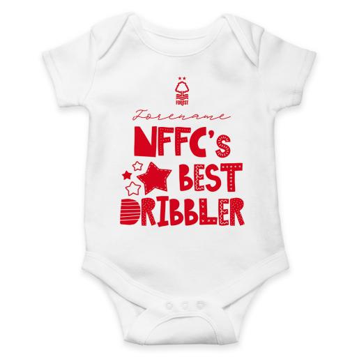 Personalised Nottingham Forest FC Best Dribbler Baby Bodysuit.