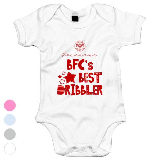 Personalised Brentford FC Best Dribbler Baby Bodysuit.