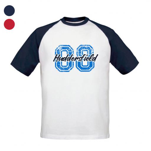 Personalised Huddersfield Town Varsity Number Baseball T-Shirt.