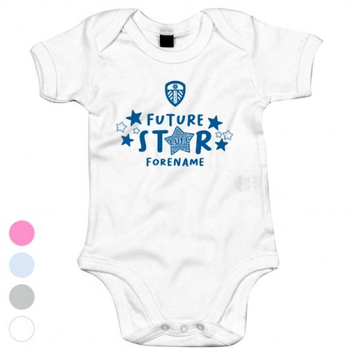 Personalised Leeds United FC Future Star Baby Bodysuit.