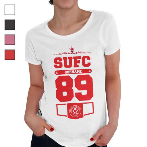 Personalised Sheffield United FC Ladies Club T-Shirt.