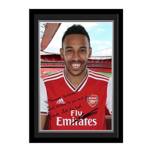Personalised Arsenal FC Aubameyang Autograph Photo Framed.