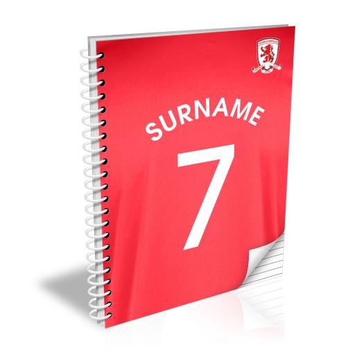 Personalised Middlesbrough FC Shirt Notebook.