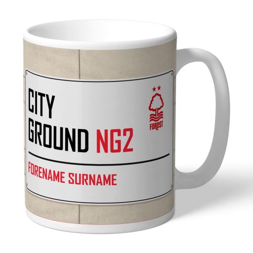 Personalised Nottingham Forest FC Street Sign Mug.