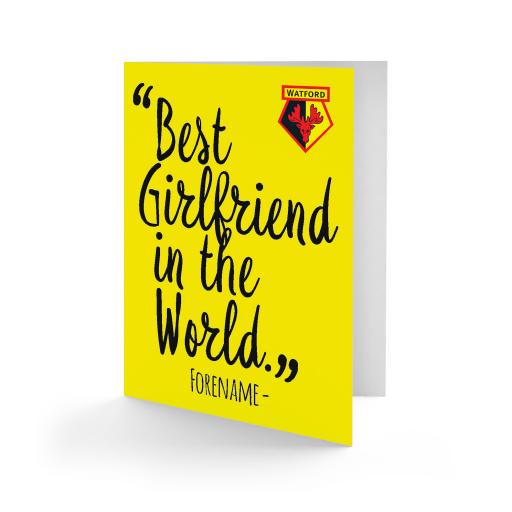 Personalised Watford FC Best Girlfriend In The World Card.