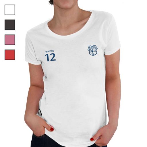 Personalised Cardiff City FC Ladies Sports T-Shirt.
