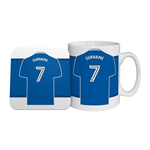 Personalised Cardiff City FC Shirt Mug & Coaster Set.