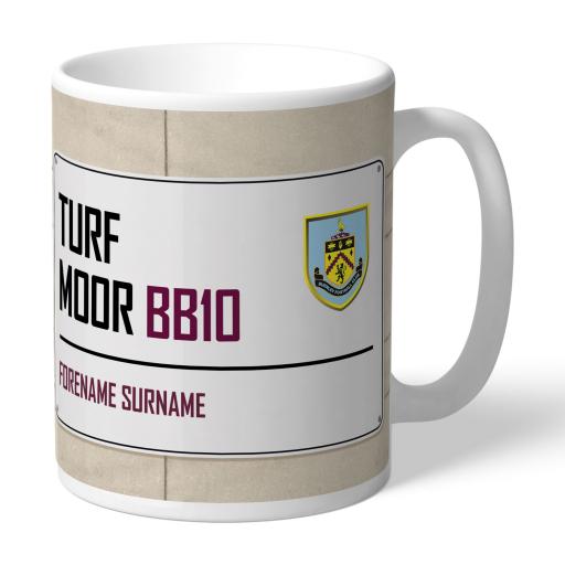 Personalised Burnley FC Street Sign Mug.