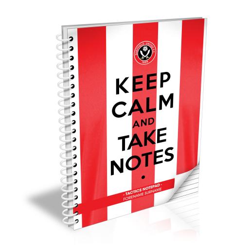 Personalised Sheffield United FC Keep Calm Notebook.