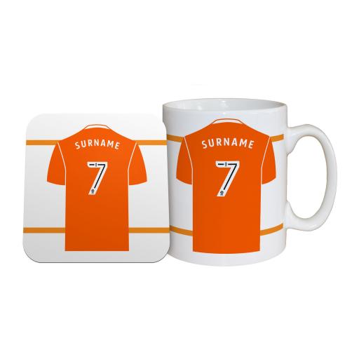 Personalised Blackpool FC Shirt Mug & Coaster Set.