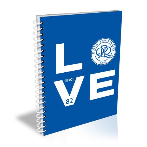 Personalised Queens Park Rangers Love Notebook.