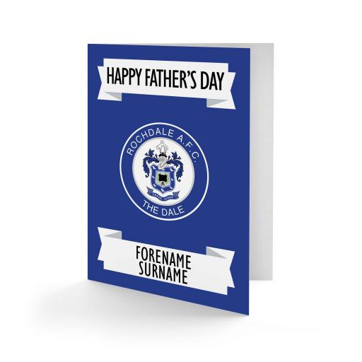 Personalised Rochdale AFC Crest Father's Day Card.