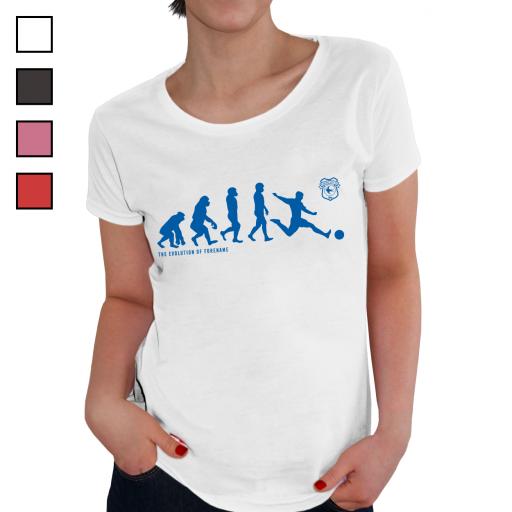 Personalised Cardiff City Evolution Ladies T-Shirt.